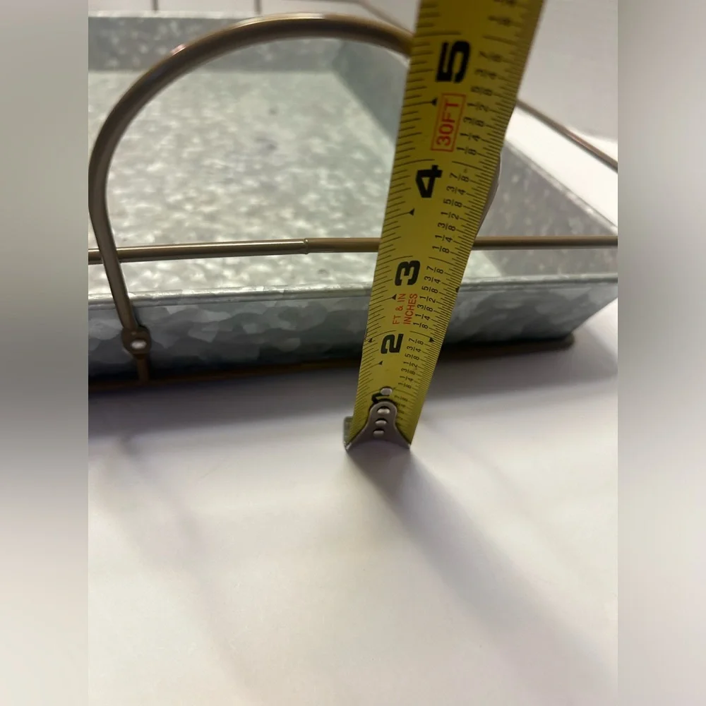 Crofton Metal Serving Tray Metal Trim‎ With Handles 19.5”x11.5”x3”